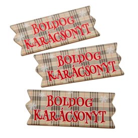   Nyomtatott dekorkarton karácsonyi szalag tábla burberry 8cm 3db-os