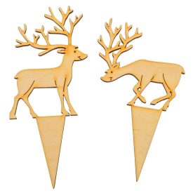 Szarvas beszúrós natúr fa 15cm 2db-os