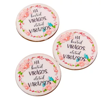 Nyomtatott fa tábla Kerted virágos 5cm 3db-os