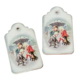 Nyomtatott fa tábla Vintage korcsolyás 9cm 2db-os 
