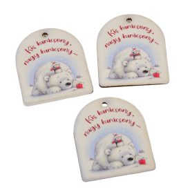 Nyomtatott fa tábla medvés mintával 6cm 3db-os