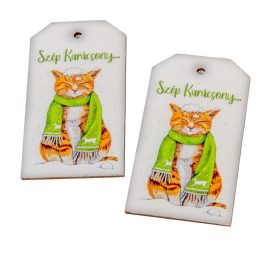 Nyomtatott fa tábla Vintage Szép karácsony... 9cm 2db-os