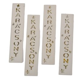 Karácsony feliratos biléta szürke 10cm 4db-os