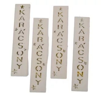 Karácsony feliratos biléta szürke 10cm 4db-os