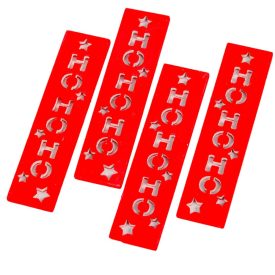 HOHOHO feliratos biléta piros  8cm 4db-os