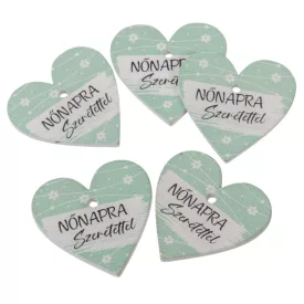 Nyomtatott fa tábla  Nőnapra menta 4cm 5db-os