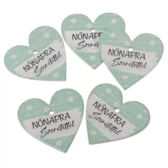 Nyomtatott fa tábla  Nőnapra menta 4cm 5db-os