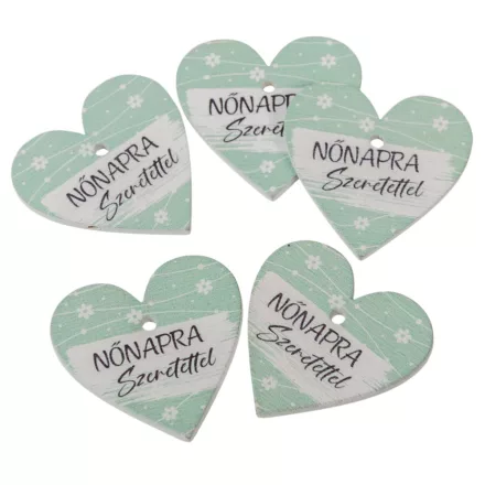 Nyomtatott fa tábla  Nőnapra menta 4cm 5db-os
