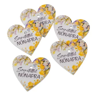 Nyomtatott fa tábla  Nőnapra virágos 4cm 5db-os
