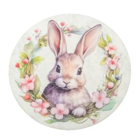   Nyomtatott fa tábla koszorú közép Nyuszi fejes koszorú 14,8cm