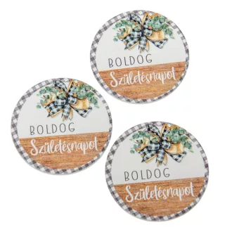  Nyomtatott fa tábla Boldog Születésnapot (Farmhouse) 5cm 3db-os