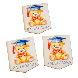   Nyomtatott dekorkarton - Ballagásra macis bookmark tábla 7cm 3db-os