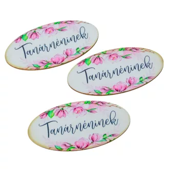   Nyomtatott dekorkarton - Tanárnéninek ovál tábla 8cm 3db-os