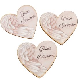   Nyomtatott dekorkarton szív Drága Édesapám felirattal 7cm 3db-os