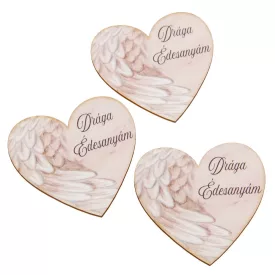   Nyomtatott szív dekorkarton - Drága Édesanyám felirattal 7cm 3db-os