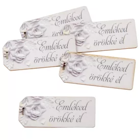   Nyomtatott dekorkarton scrapbook Emléked örökké él felirattal 5,5cm 3db-os