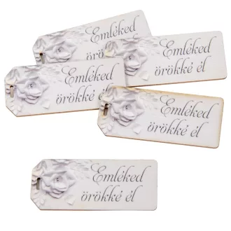   Nyomtatott dekorkarton scrapbook Emléked örökké él felirattal 5,5cm 3db-os