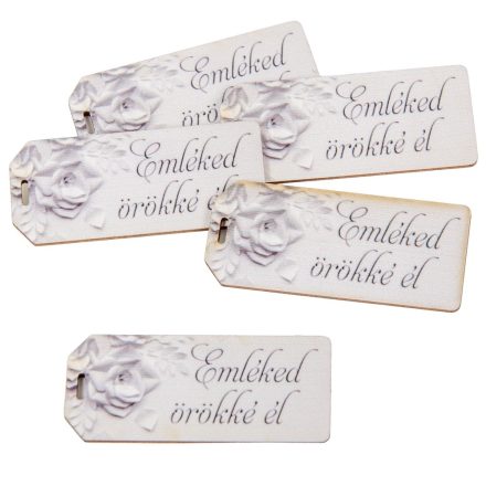 Nyomtatott dekorkarton scrapbook Emléked örökké él felirattal 5,5cm 3db-os