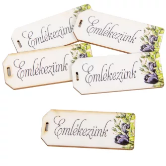   Nyomtatott scrapbook dekorkarton Emlékezünk felirattal 5,5cm 5db-os