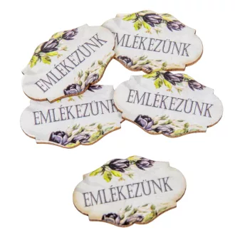 Nyomtatott dekorkarton Emlékezünk felirattal 4,5cm 5db-os