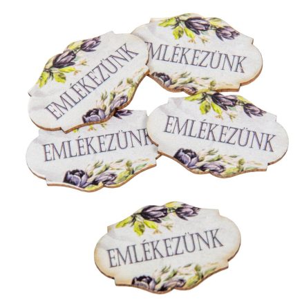 Nyomtatott dekorkarton Emlékezünk felirattal 4,5cm 5db-os