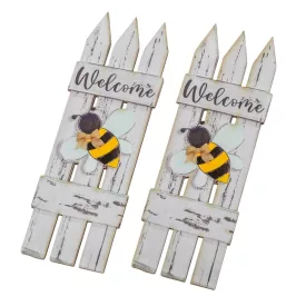   Nyomtatott dekorkarton  Fehér kerítés méhecskével 15cm 2db-os