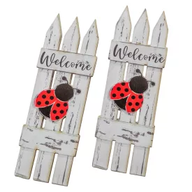   Nyomtatott dekorkarton Fehér kerítés katicával 15cm 2db-os