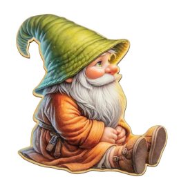 Nyomtatott dekorkarton ülő manó 15cm