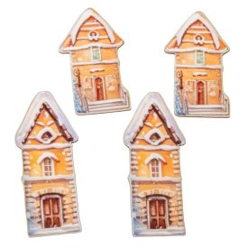 Nyomtatott dekorkarton mézeskalács házikó 8-10cm 4db-os
