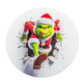   Nyomtatott fa tábla koszorú közép Faltörő grincs 11,8cm