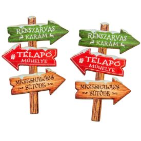   Nyomtatott dekorkarton Karácsonyi útjelző tábla 10cm 2db-os