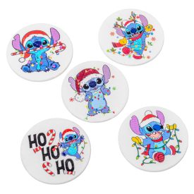 Nyomtatott fa tábla Stich karácsonyi 5cm 5db-os