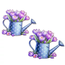  Nyomtatott dekorkarton virágos kanna - krókusszal 9cm 2db-os