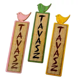   Nyomtatott dekorkarton Tavasz tábla madárkával 12cm 3db-os