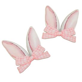 Nyomtatott dekorkarton nyuszifül rózsaszín 8cm 2db-os