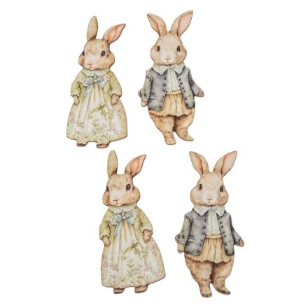 Nyomtatott dekorkarton klasszik nyuszi 8cm 4db-os