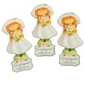   Nyomtatott dekorkarton Keresztanyunak szeretettel kislány 8,5cm 3db-os