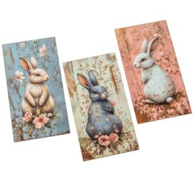 Nyomtatott dekorkarton Vintage nyuszi 9,5cm 3db-os