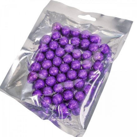 Glitteres polisztirol golyó 1,5cm sötét lila