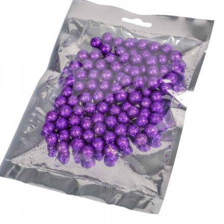 Glitteres polisztirol golyó sötét lila 1cm