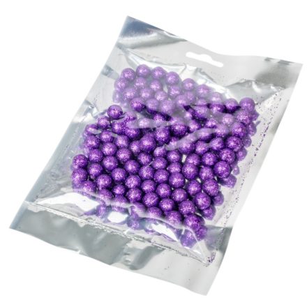 Glitteres polisztirol golyó sötét lila 1cm kb.10-15gramm