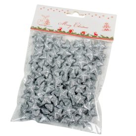 Glitteres polisztirol csillag ezüst 2cm