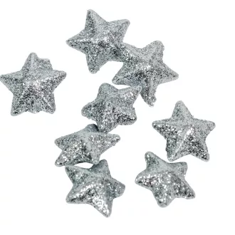Glitteres polisztirol csillag ezüst 2cm