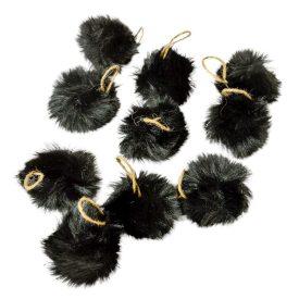 Pihe-puha szőrgombóc akasztós fekete 6cm 10db-os
