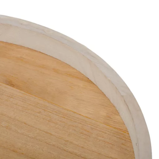 Fa tálca kerek peremes fehér-natúr D35cm