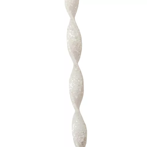 Jégcsap dísz csavart glietteres fehér 17cm 6db-os