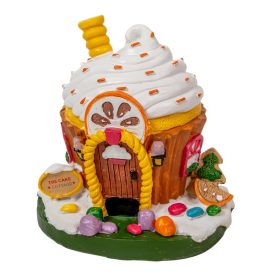 Muffin kunyhó LED-es narancsos poly M11,5cm