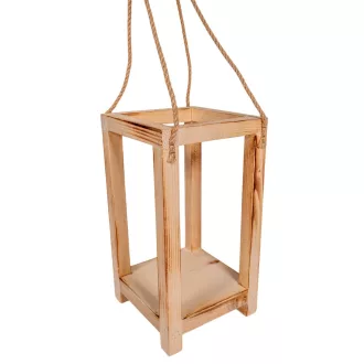 Dekorálható fa lanterna nyitott tetővel M28x15x15cm 
