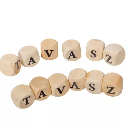 Fa dobókocka natúr 1,5cm TAVASZ felirattal 2 szett
