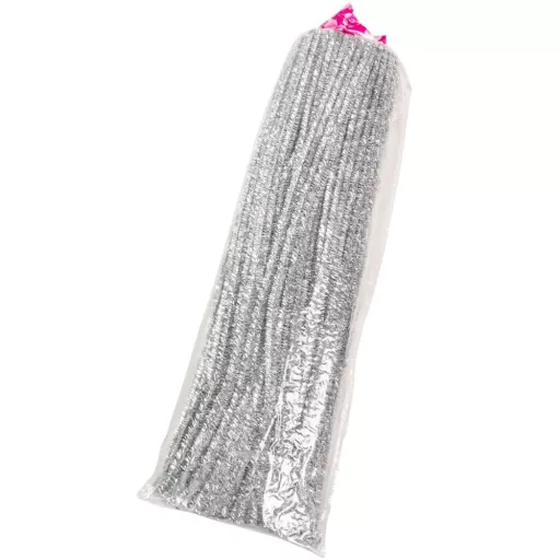 Csillámos zsenília drót ezüst 30cm 100db-os